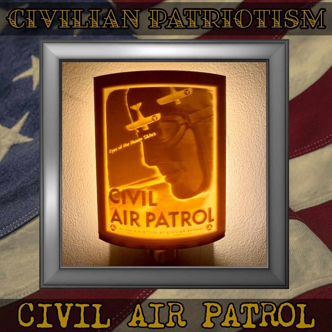 WW2 U.S. Civilian Patriotism Poster Night Lights | 3D Printed Gift for Veterans, Military Promotion/Retirement, Military Enthusiasts