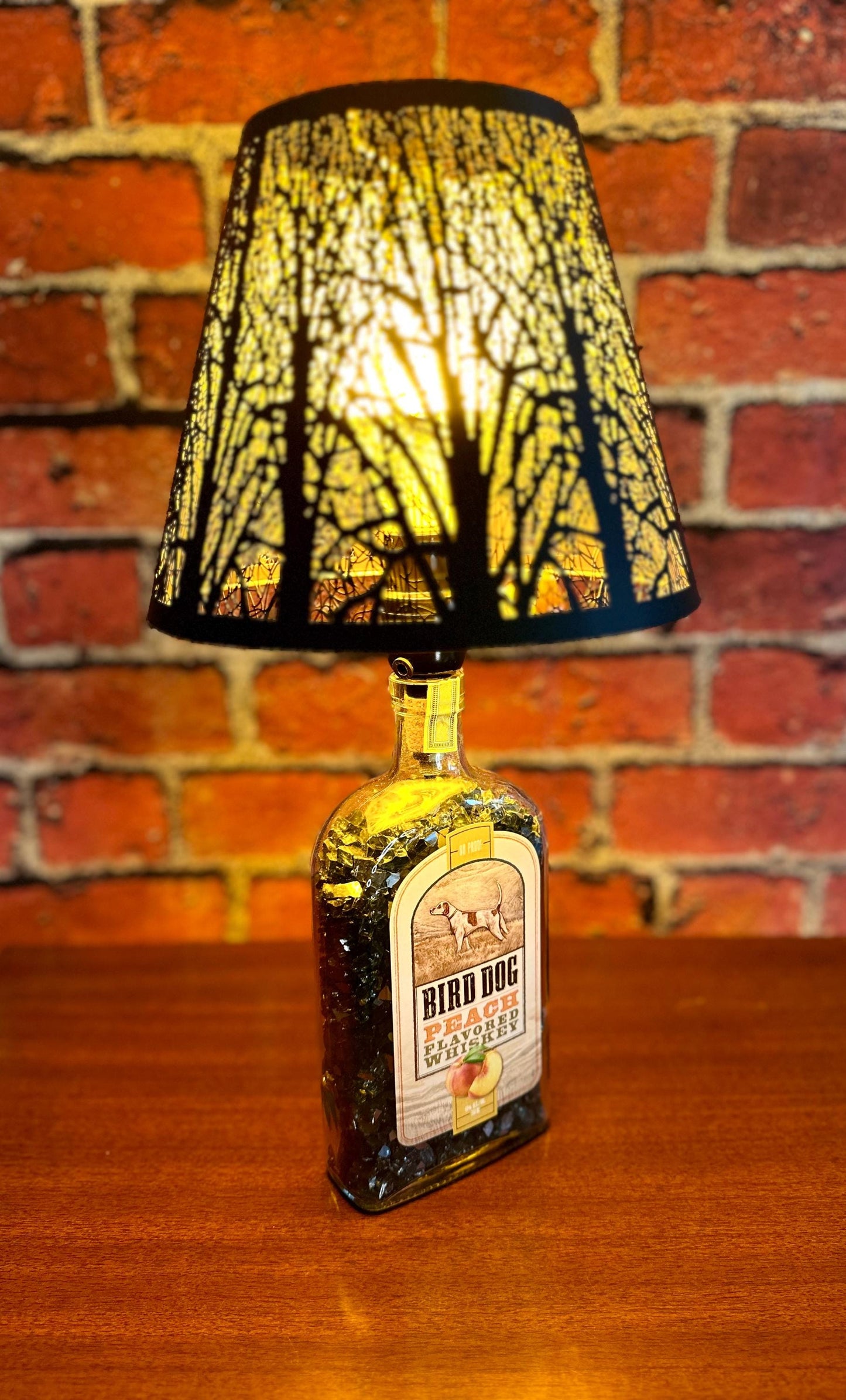 Bird Dog Peach | Upcycled Whiskey Bottle Lamp