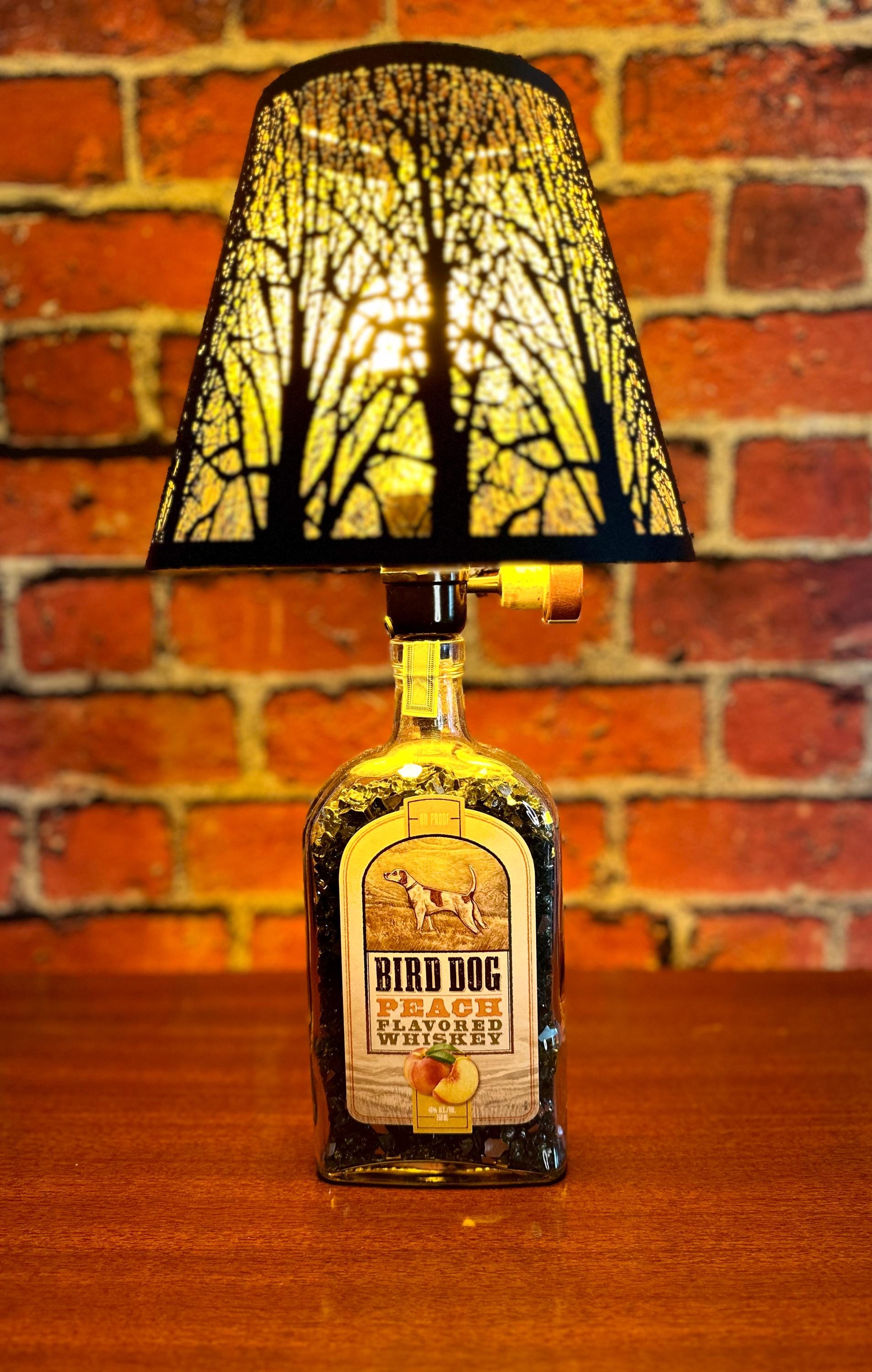 Bird Dog Peach | Upcycled Whiskey Bottle Lamp