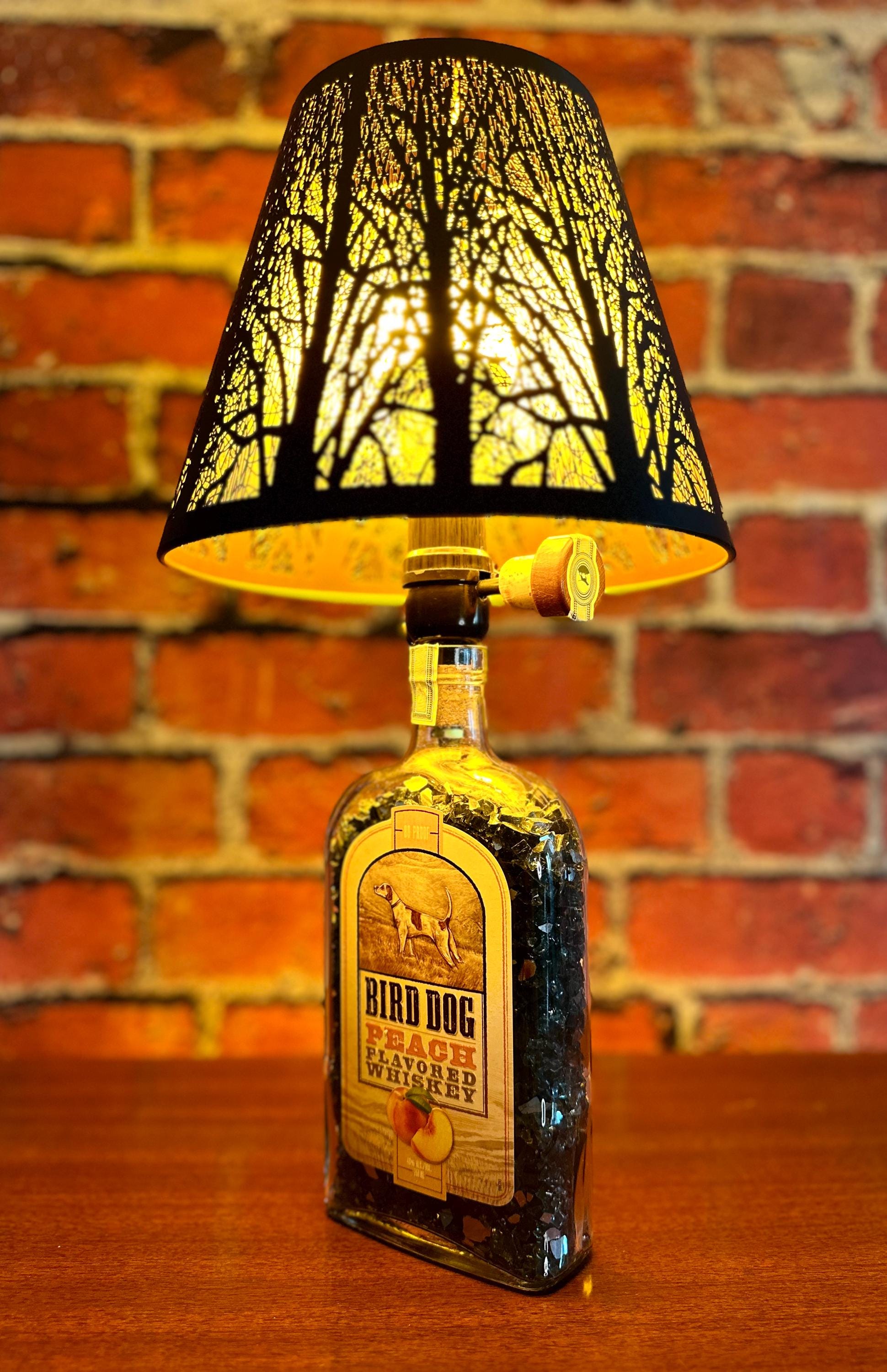 Bird Dog Peach | Upcycled Whiskey Bottle Lamp