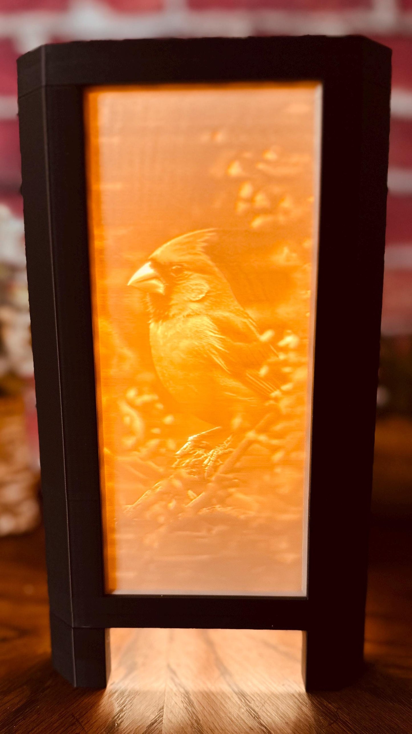 Christmas Tree & Cardinal | Lithophane Lamp