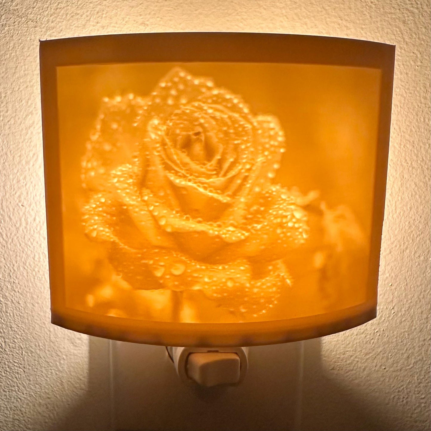 Rose With Water Droplets | Lithophane Night Light