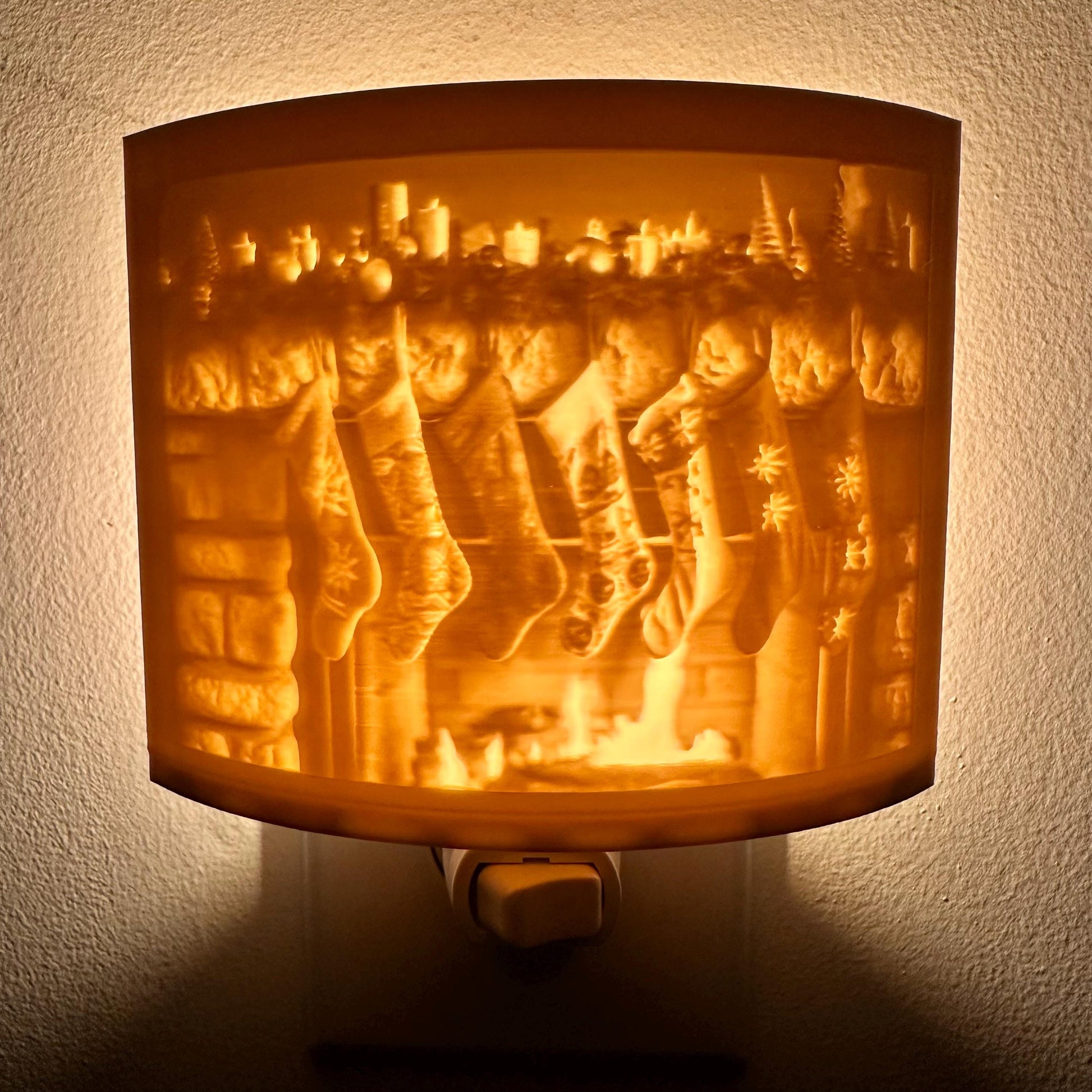 Stockings By The Fireplace | Lithophane Night Light