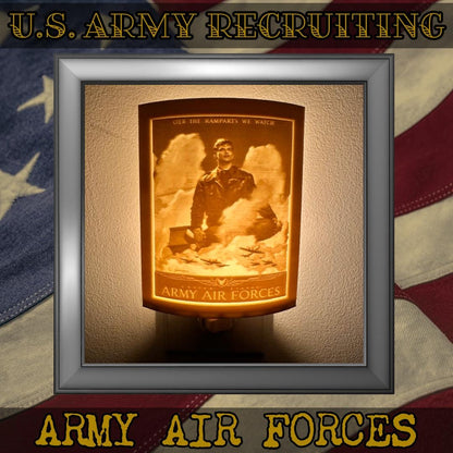 WW2 U.S. Army Recruiting Poster Night Lights | 3D Printed Gift for Army Veteran, Military Promotion/Retirement, Military Enthusiast