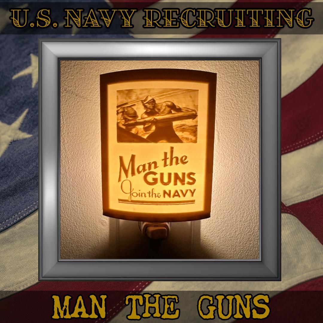 WW2 U.S. Navy Recruiting Poster Night Lights | 3D Printed Gift for Navy Veteran, Military Promotion/Retirement, Military Enthusiast
