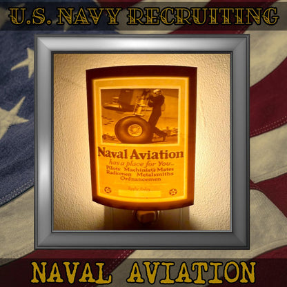 WW2 U.S. Navy Recruiting Poster Night Lights | 3D Printed Gift for Navy Veteran, Military Promotion/Retirement, Military Enthusiast