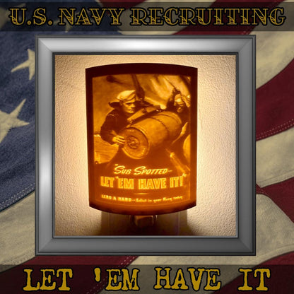 WW2 U.S. Navy Recruiting Poster Night Lights | 3D Printed Gift for Navy Veteran, Military Promotion/Retirement, Military Enthusiast