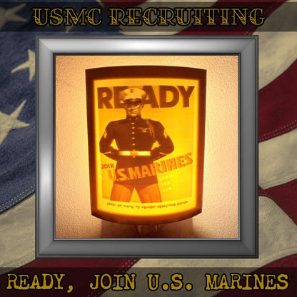 WW2 U.S. Marine Corps Recruiting Poster Night Lights | 3D Printed Gift for USMC Veteran, Military Promotion/Retirement, Military Enthusiast