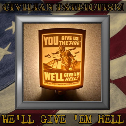 WW2 U.S. Civilian Patriotism Poster Night Lights | 3D Printed Gift for Veterans, Military Promotion/Retirement, Military Enthusiasts
