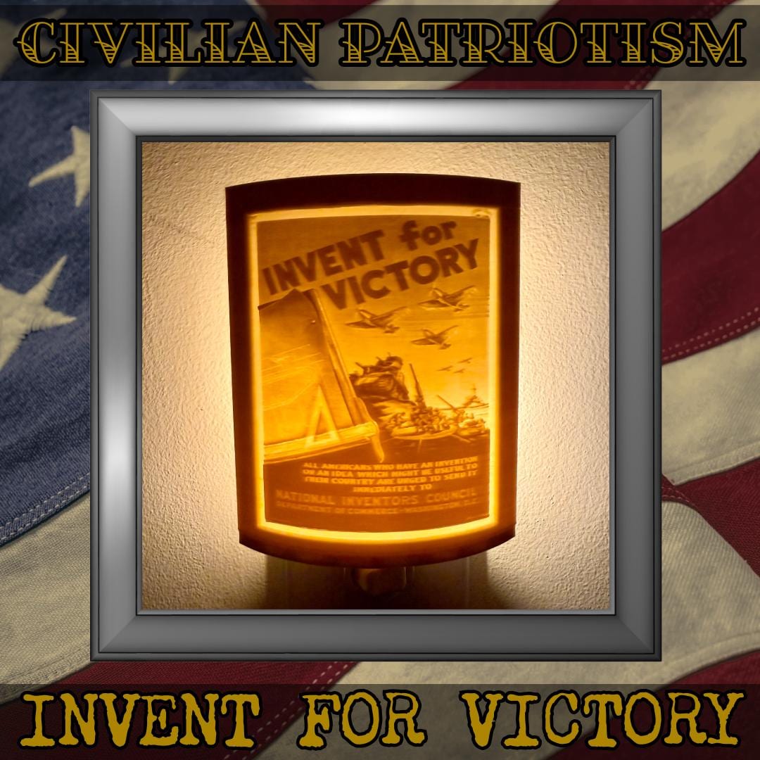 WW2 U.S. Civilian Patriotism Poster Night Lights | 3D Printed Gift for Veterans, Military Promotion/Retirement, Military Enthusiasts