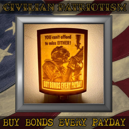 WW2 U.S. Civilian Patriotism Poster Night Lights | 3D Printed Gift for Veterans, Military Promotion/Retirement, Military Enthusiasts