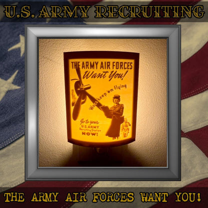 WW2 U.S. Army Recruiting Poster Night Lights | 3D Printed Gift for Army Veteran, Military Promotion/Retirement, Military Enthusiast