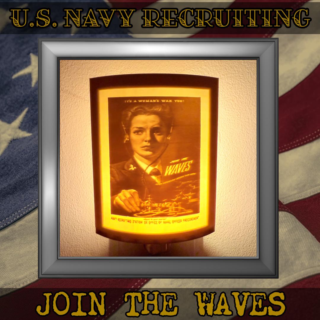 WW2 U.S. Navy Recruiting Poster Night Lights | 3D Printed Gift for Navy Veteran, Military Promotion/Retirement, Military Enthusiast