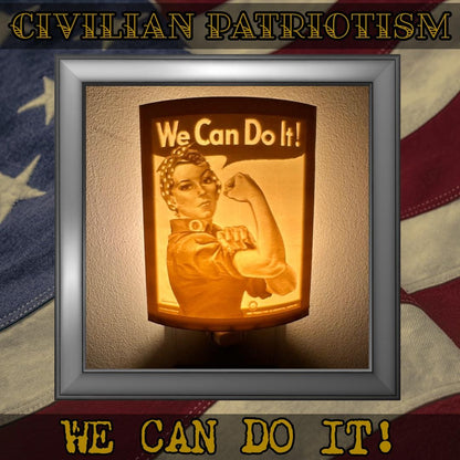 WW2 U.S. Civilian Patriotism Poster Night Lights | 3D Printed Gift for Veterans, Military Promotion/Retirement, Military Enthusiasts