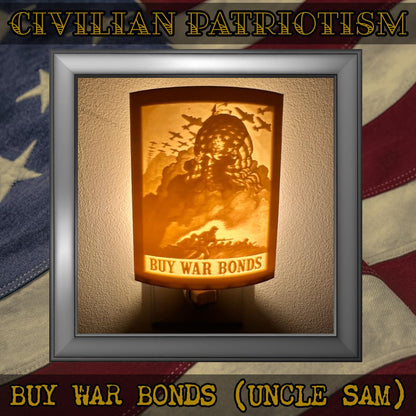 WW2 U.S. Civilian Patriotism Poster Night Lights | 3D Printed Gift for Veterans, Military Promotion/Retirement, Military Enthusiasts