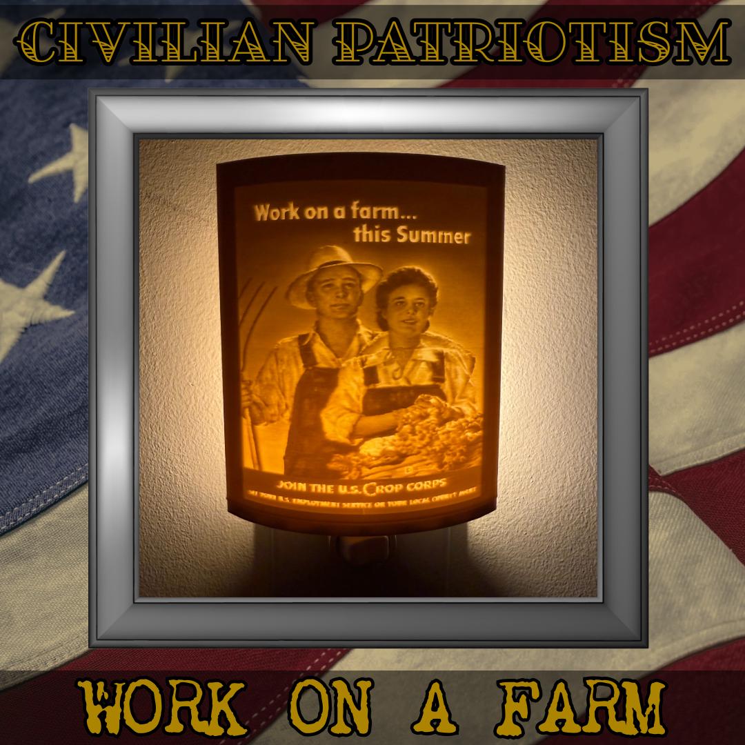 WW2 U.S. Civilian Patriotism Poster Night Lights | 3D Printed Gift for Veterans, Military Promotion/Retirement, Military Enthusiasts