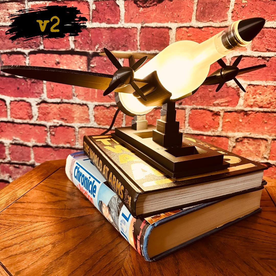 Airplane Wine Bottle Lamp | 3D Printed Aviation Art | Aviation Gift