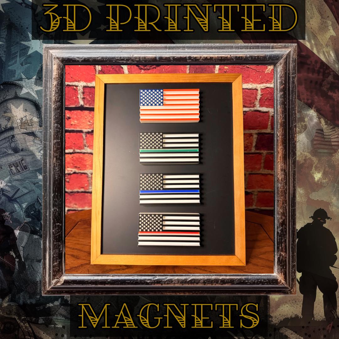 American Flag Magnets | 3D Printed Patriotic Thin Line Decor
