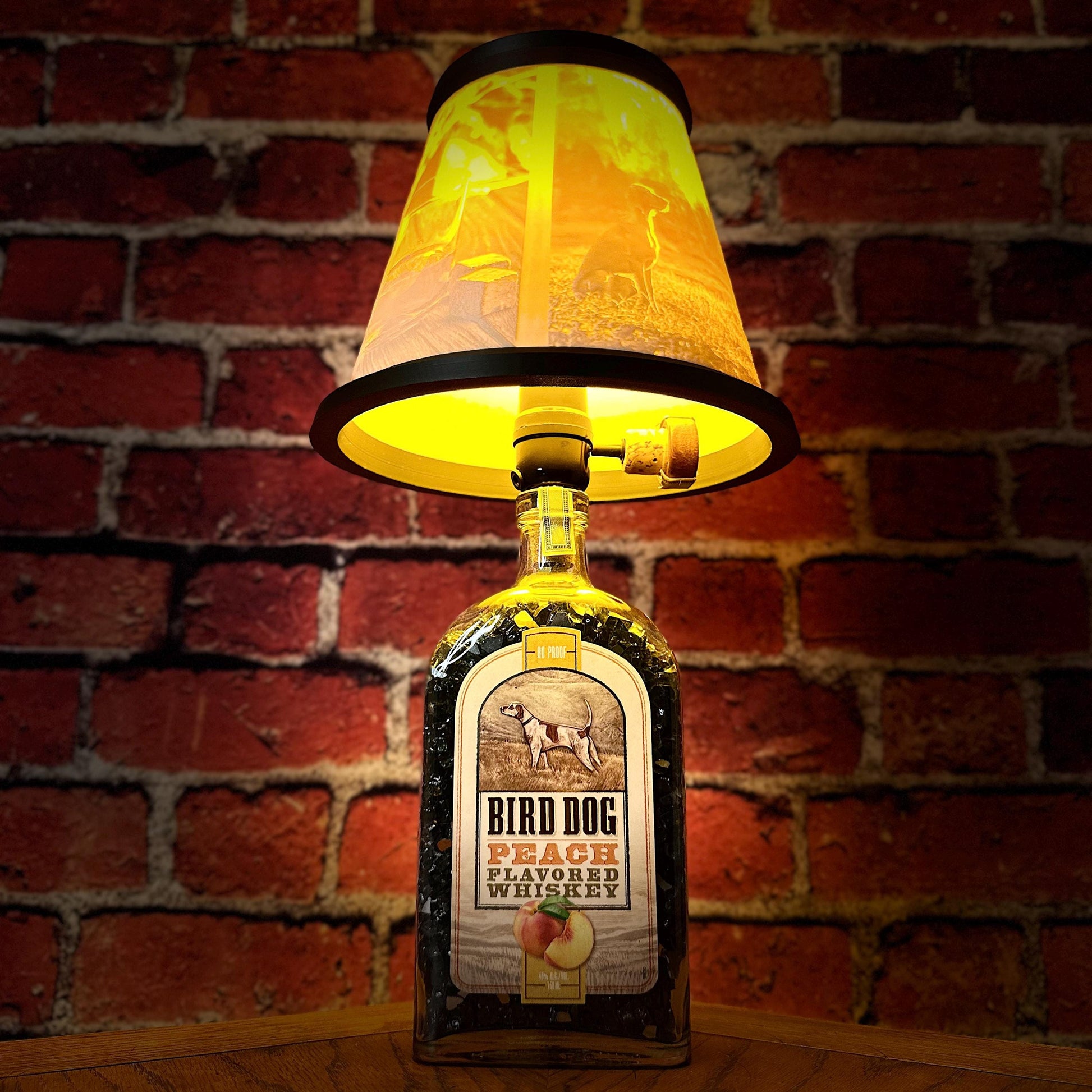 Bird Dog Peach Whiskey Bottle Lamp| Metal or 3D Printed Shade | Upcycled Bar Decor