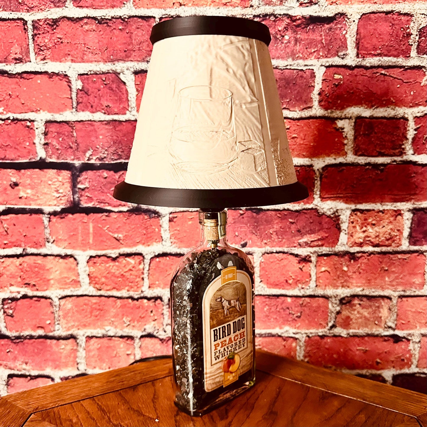 Bird Dog Peach Whiskey Bottle Lamp| Metal or 3D Printed Shade | Upcycled Bar Decor