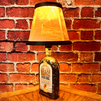 Bird Dog Peach Whiskey Bottle Lamp| Metal or 3D Printed Shade | Upcycled Bar Decor