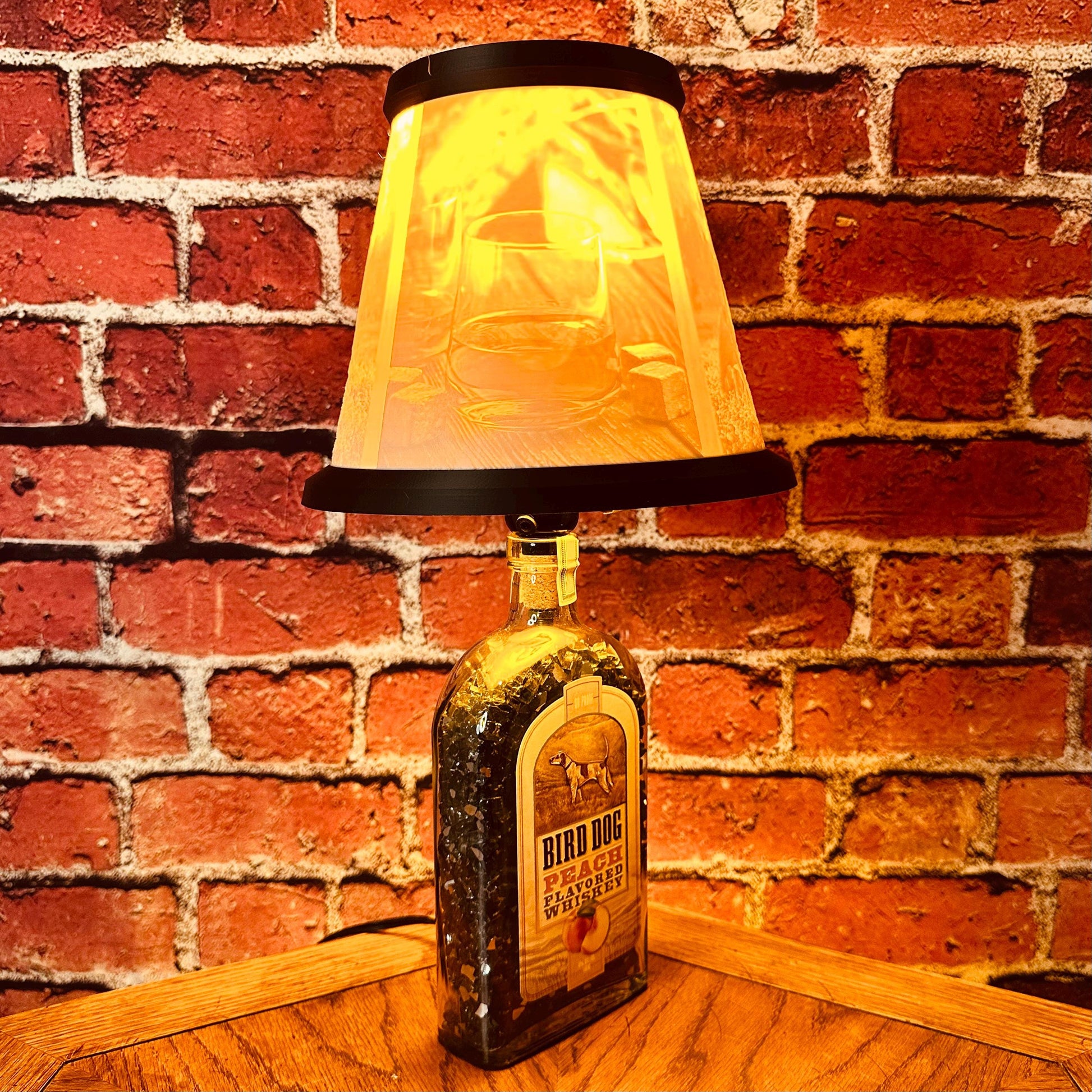 Bird Dog Peach Whiskey Bottle Lamp| Metal or 3D Printed Shade | Upcycled Bar Decor