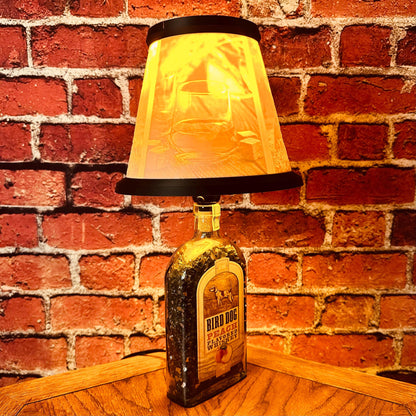 Bird Dog Peach Whiskey Bottle Lamp| Metal or 3D Printed Shade | Upcycled Bar Decor