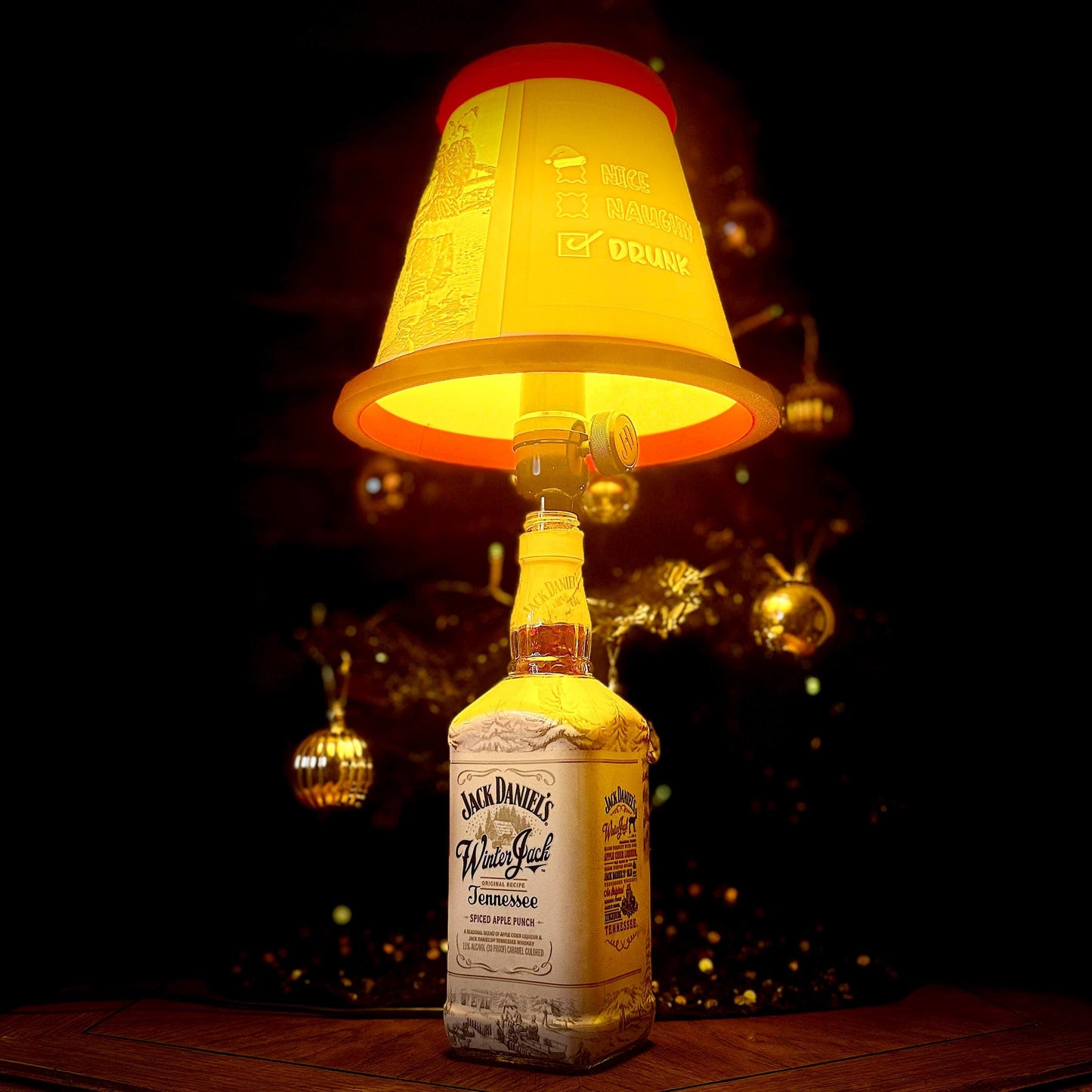 Jack Daniel's Winter Jack Bottle Lamp | Upcycled Holiday Bar Decor