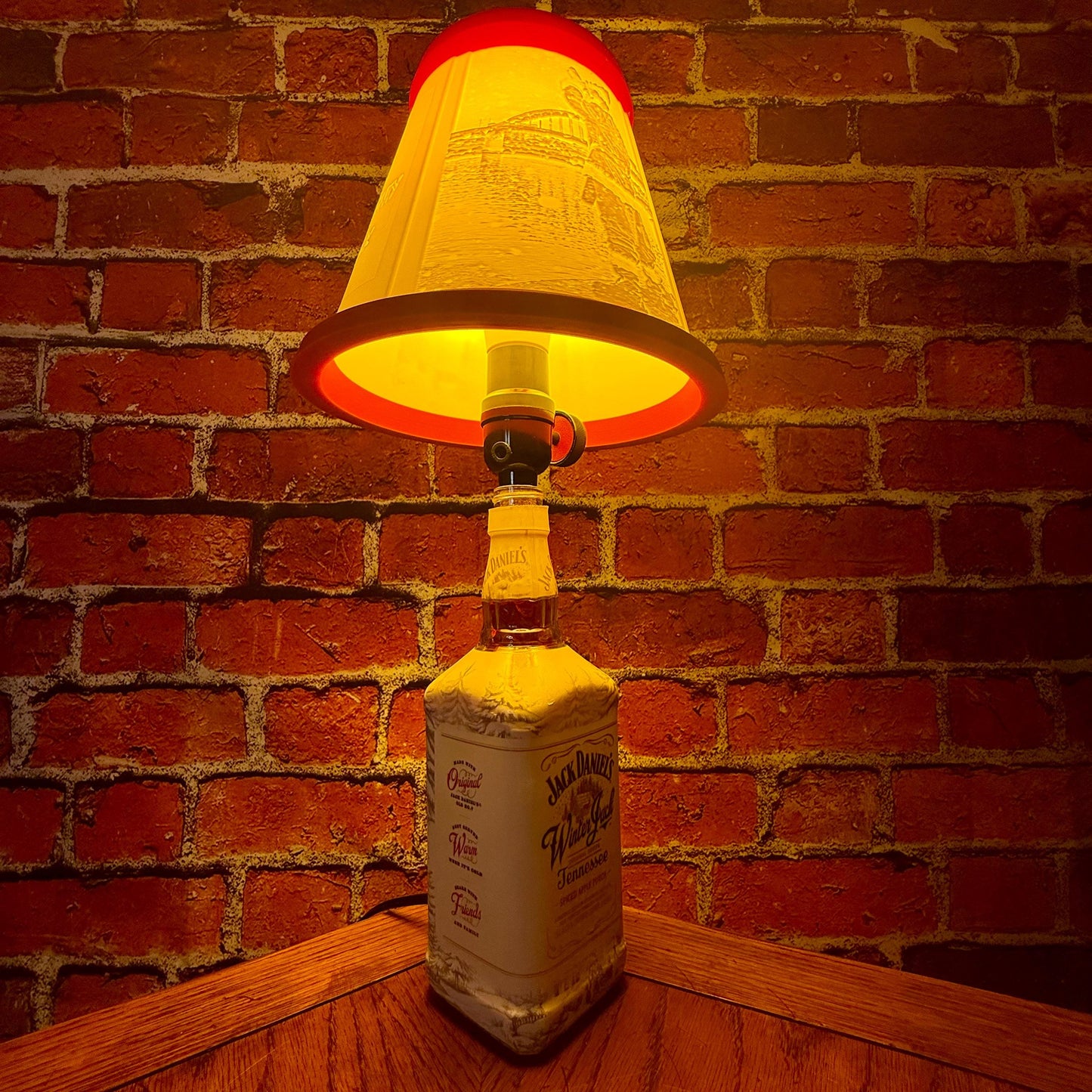 Jack Daniel's Winter Jack Bottle Lamp | Upcycled Holiday Bar Decor