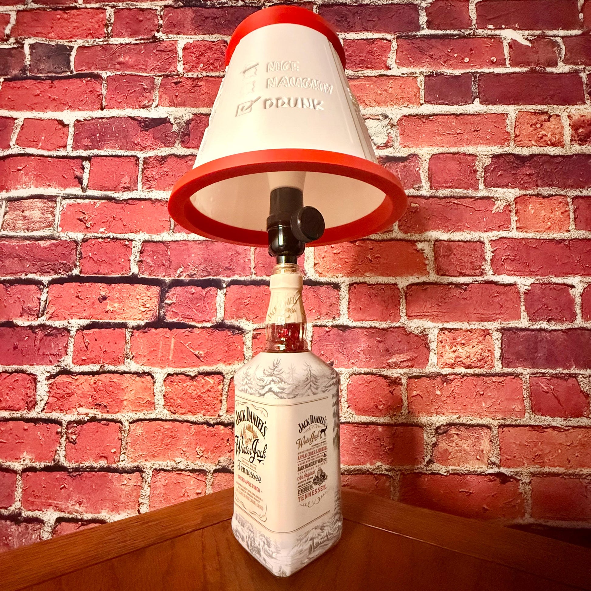 Jack Daniel's Winter Jack Bottle Lamp | Upcycled Holiday Bar Decor