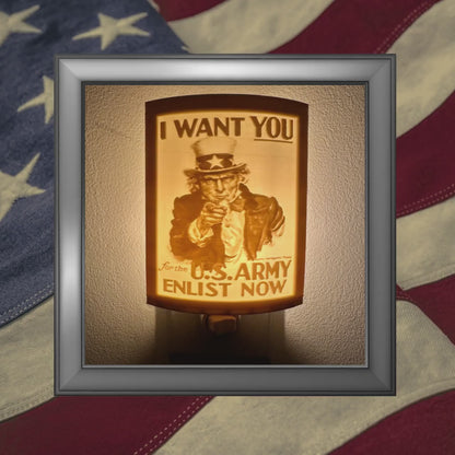 WW2 U.S. Army Recruiting Poster Night Lights | 3D Printed Gift for Army Veteran, Military Promotion/Retirement, Military Enthusiast