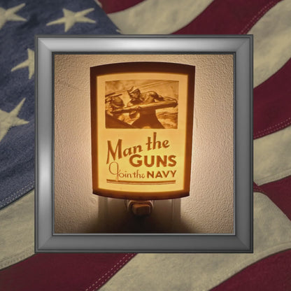 WW2 U.S. Navy Recruiting Poster Night Lights | 3D Printed Gift for Navy Veteran, Military Promotion/Retirement, Military Enthusiast