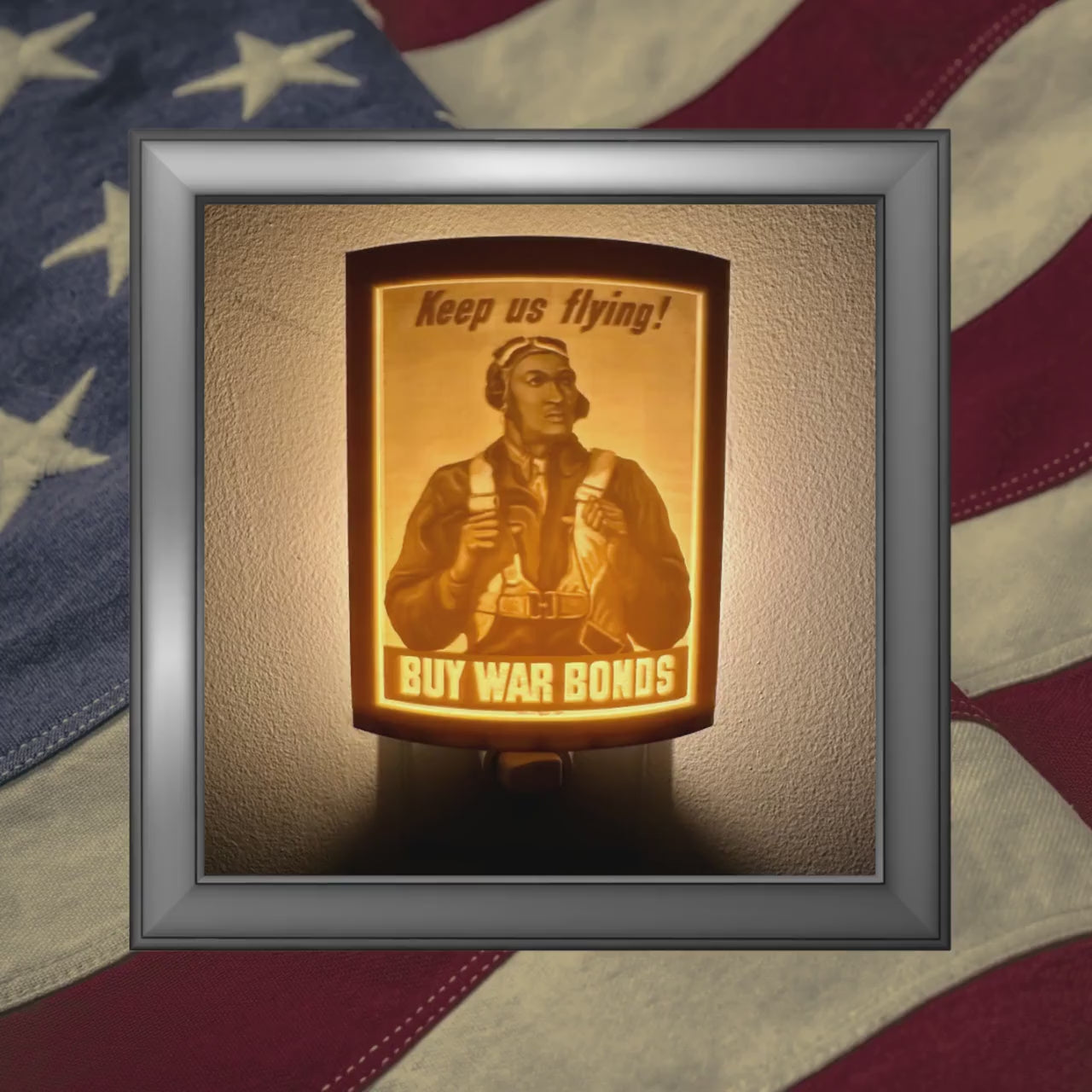 WW2 U.S. Civilian Patriotism Poster Night Lights | 3D Printed Gift for Veterans, Military Promotion/Retirement, Military Enthusiasts